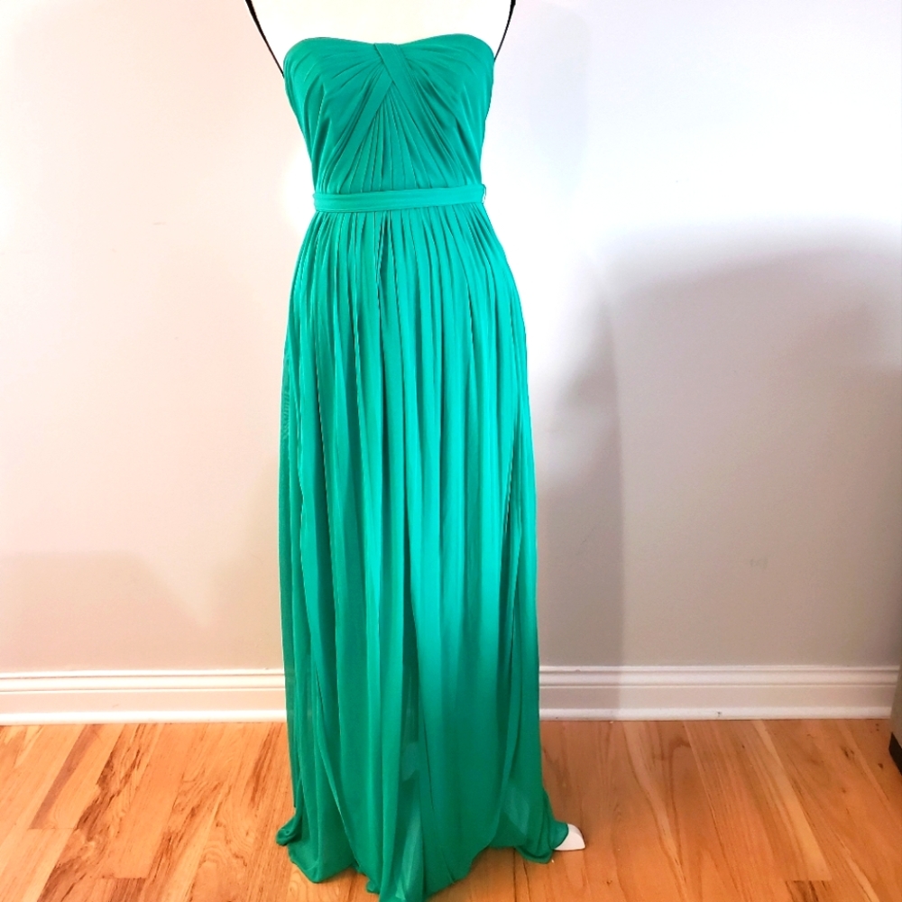 David's Bridal forest green long multi use straps bridesmaid dress